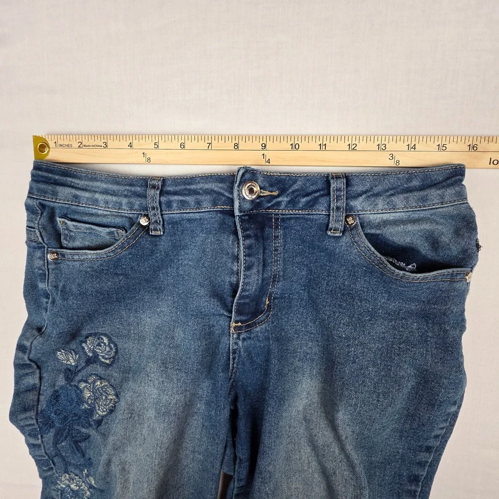 GG Jeans Embroidered Butterfly Cropped Jeans Womens 8 Blue Denim Cotton